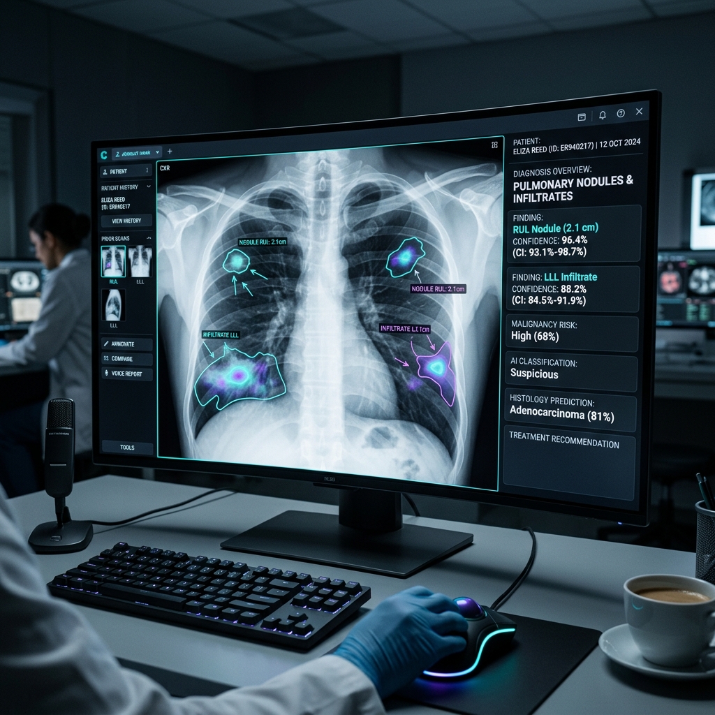Auravita AI Radiology Platform Analyzing Chest X-Ray